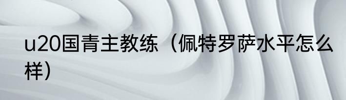 u20国青主教练（佩特罗萨水平怎么样）