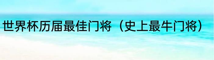 世界杯历届最佳门将（史上最牛门将）