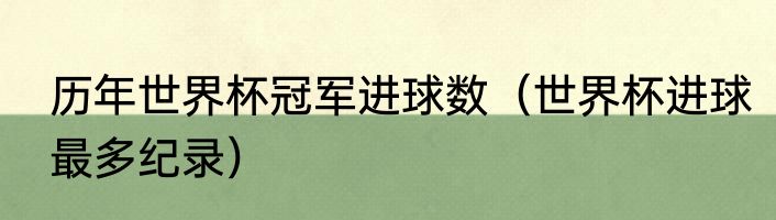 历年世界杯冠军进球数（世界杯进球最多纪录）