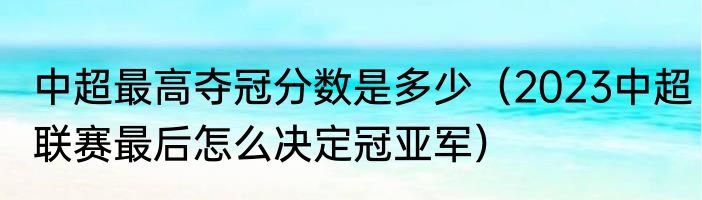 中超最高夺冠分数是多少（2023中超联赛最后怎么决定冠亚军）