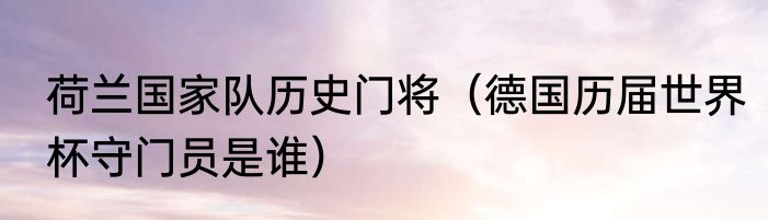 荷兰国家队历史门将（德国历届世界杯守门员是谁）