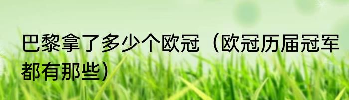 巴黎拿了多少个欧冠（欧冠历届冠军都有那些）