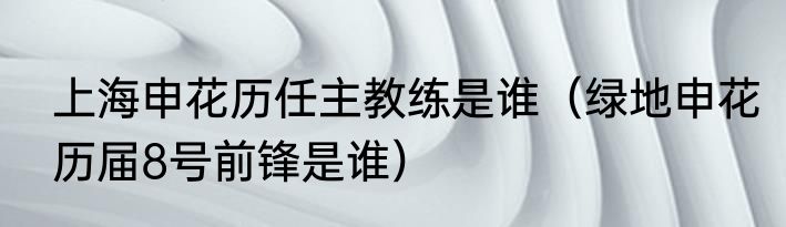 上海申花历任主教练是谁（绿地申花历届8号前锋是谁）