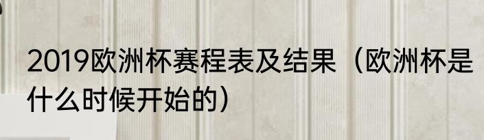 2019欧洲杯赛程表及结果（欧洲杯是什么时候开始的）