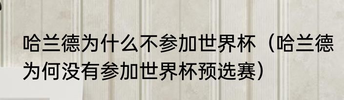 哈兰德为什么不参加世界杯（哈兰德为何没有参加世界杯预选赛）