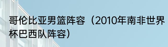 哥伦比亚男篮阵容（2010年南非世界杯巴西队阵容）