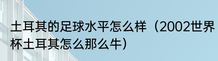 土耳其的足球水平怎么样（2002世界杯土耳其怎么那么牛）