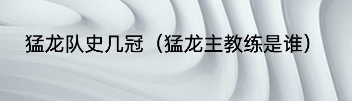 猛龙队史几冠（猛龙主教练是谁）