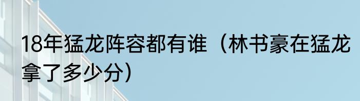 18年猛龙阵容都有谁（林书豪在猛龙拿了多少分）