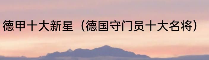 德甲十大新星（德国守门员十大名将）