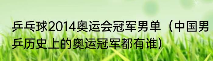 乒乓球2014奥运会冠军男单（中国男乒历史上的奥运冠军都有谁）