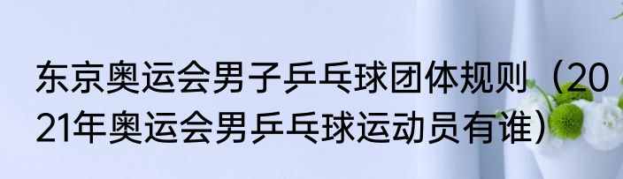东京奥运会男子乒乓球团体规则（2021年奥运会男乒乓球运动员有谁）