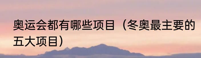 奥运会都有哪些项目（冬奥最主要的五大项目）