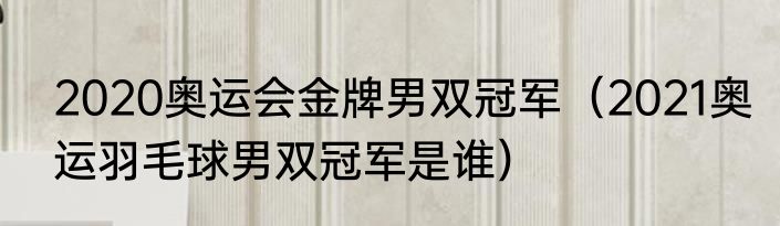 2020奥运会金牌男双冠军（2021奥运羽毛球男双冠军是谁）