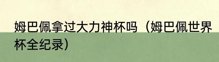 姆巴佩拿过大力神杯吗（姆巴佩世界杯全纪录）