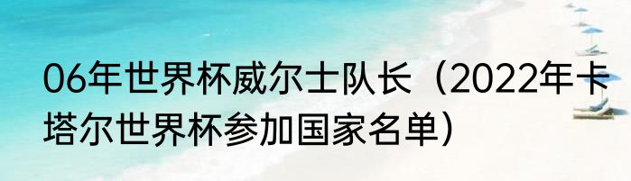 06年世界杯威尔士队长（2022年卡塔尔世界杯参加国家名单）