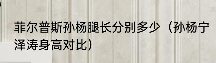 菲尔普斯孙杨腿长分别多少（孙杨宁泽涛身高对比）
