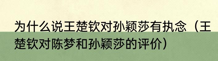 为什么说王楚钦对孙颖莎有执念（王楚钦对陈梦和孙颖莎的评价）