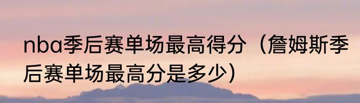 nba季后赛单场最高得分（詹姆斯季后赛单场最高分是多少）