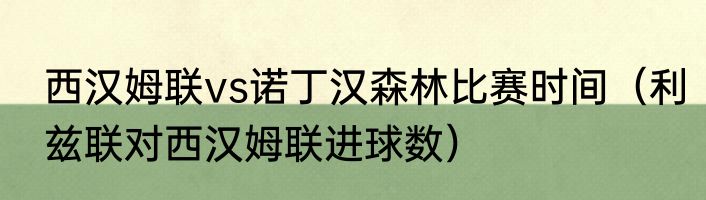 西汉姆联vs诺丁汉森林比赛时间（利兹联对西汉姆联进球数）
