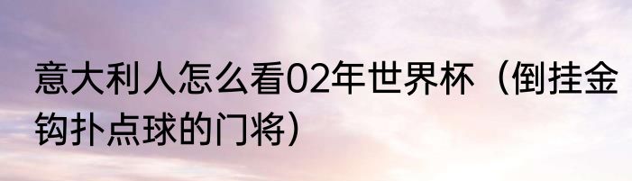 意大利人怎么看02年世界杯（倒挂金钩扑点球的门将）