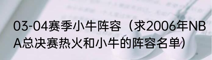 03-04赛季小牛阵容（求2006年NBA总决赛热火和小牛的阵容名单）