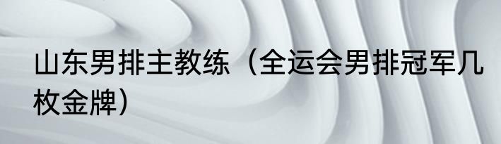 山东男排主教练（全运会男排冠军几枚金牌）