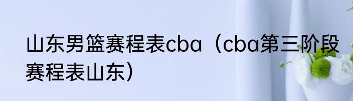 山东男篮赛程表cba（cba第三阶段赛程表山东）