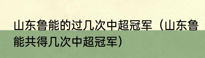 山东鲁能的过几次中超冠军（山东鲁能共得几次中超冠军）