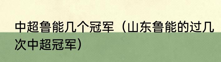 中超鲁能几个冠军（山东鲁能的过几次中超冠军）