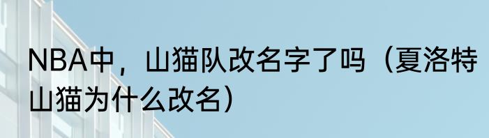 NBA中，山猫队改名字了吗（夏洛特山猫为什么改名）
