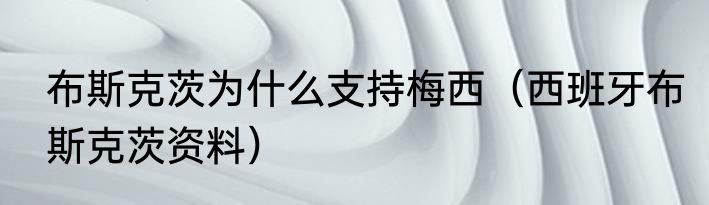 布斯克茨为什么支持梅西（西班牙布斯克茨资料）