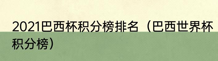 2021巴西杯积分榜排名（巴西世界杯积分榜）