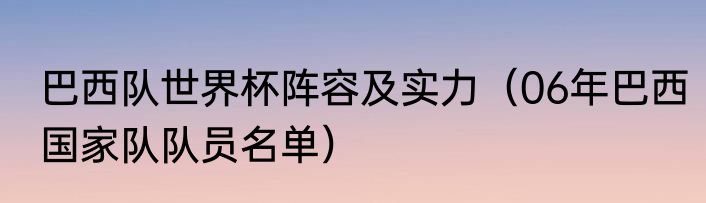 巴西队世界杯阵容及实力（06年巴西国家队队员名单）