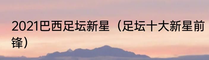 2021巴西足坛新星（足坛十大新星前锋）