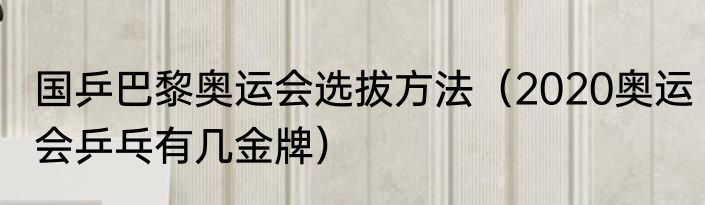 国乒巴黎奥运会选拔方法（2020奥运会乒乓有几金牌）