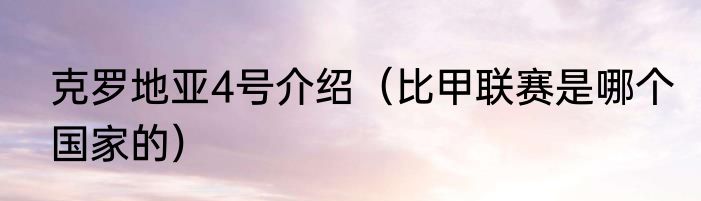克罗地亚4号介绍（比甲联赛是哪个国家的）