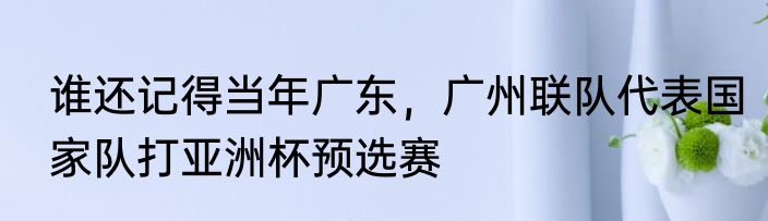 谁还记得当年广东，广州联队代表国家队打亚洲杯预选赛