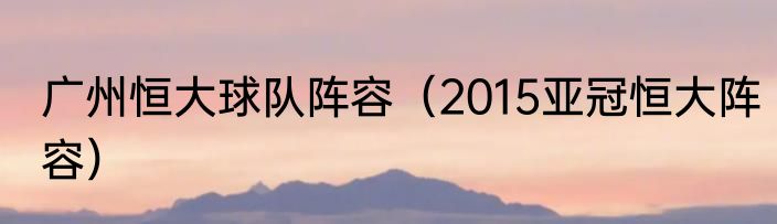 广州恒大球队阵容（2015亚冠恒大阵容）