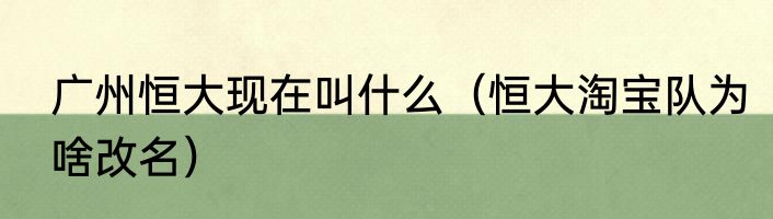 广州恒大现在叫什么（恒大淘宝队为啥改名）