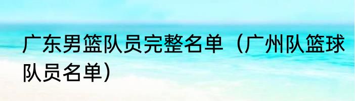 广东男篮队员完整名单（广州队篮球队员名单）