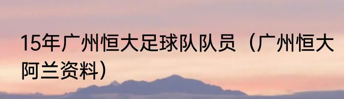 15年广州恒大足球队队员（广州恒大阿兰资料）