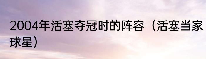 2004年活塞夺冠时的阵容（活塞当家球星）