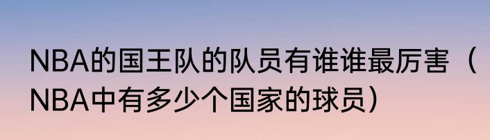 NBA的国王队的队员有谁谁最厉害（NBA中有多少个国家的球员）