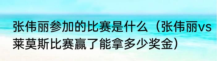张伟丽参加的比赛是什么（张伟丽vs莱莫斯比赛赢了能拿多少奖金）