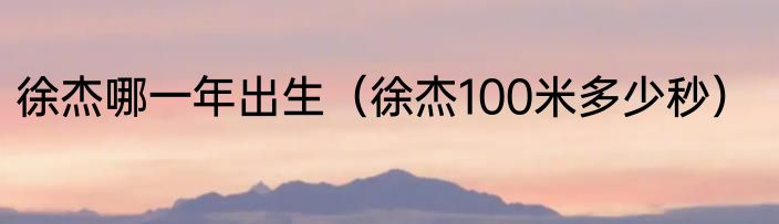 徐杰哪一年出生（徐杰100米多少秒）