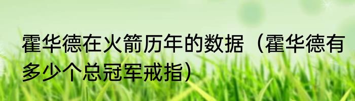 霍华德在火箭历年的数据（霍华德有多少个总冠军戒指）