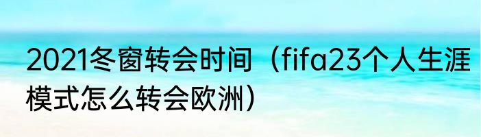 2021冬窗转会时间（fifa23个人生涯模式怎么转会欧洲）