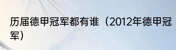 历届德甲冠军都有谁（2012年德甲冠军）