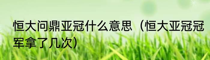 恒大问鼎亚冠什么意思（恒大亚冠冠军拿了几次）